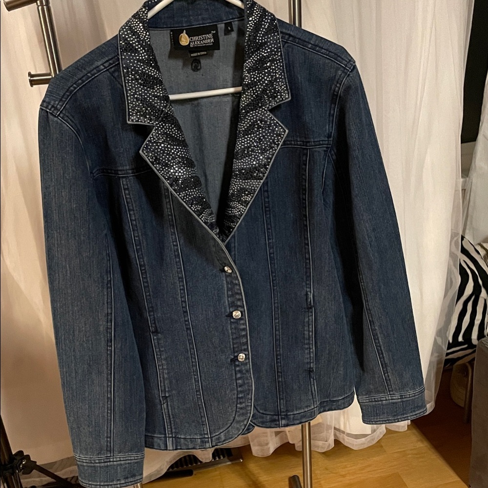 Christine Alexander Blue Denim Jacket with Swarowski Crystals